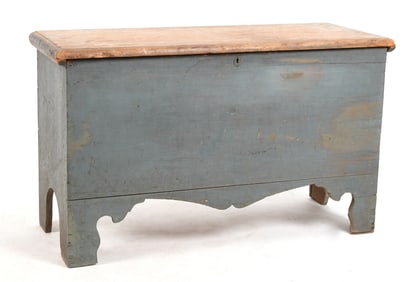 American Slate Blue-Painted Pine Blanket Chest, Early 19th Century