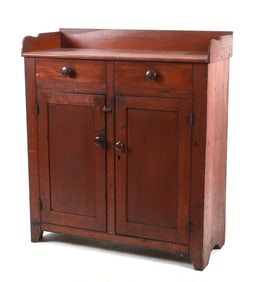 Pennsylvania Red-Painted Softwood Jelly Cupboard, 19th Century