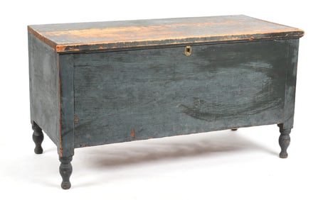 Sheraton Blue/Green-Painted Pine Blanket Chest, Second Quarter 19th Century