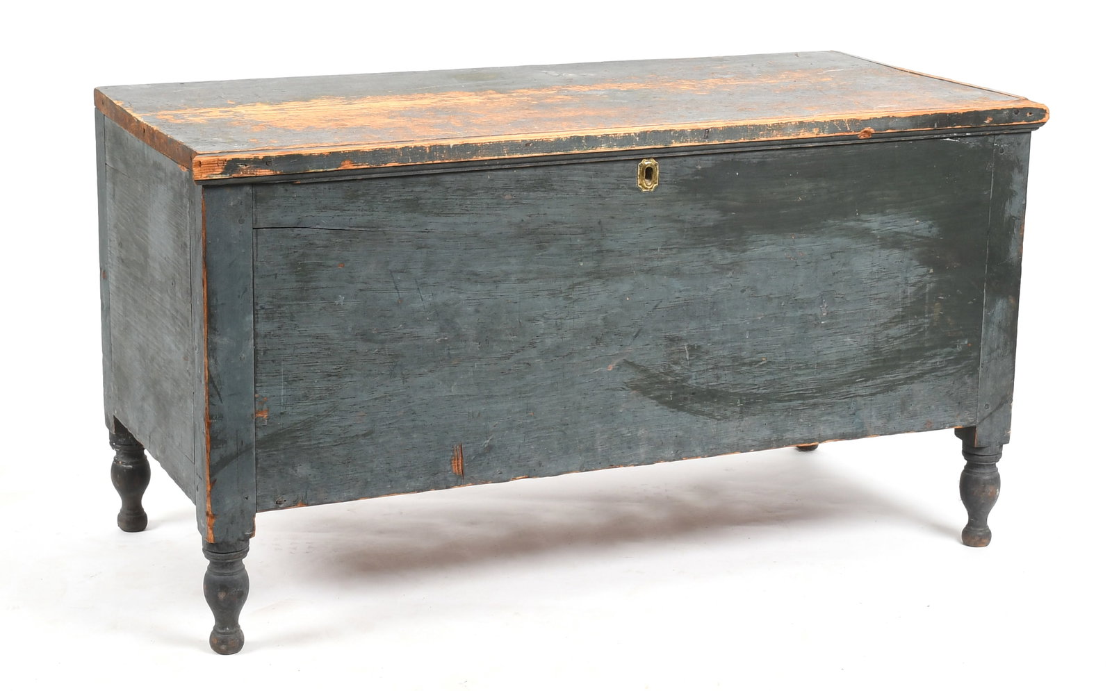 Sheraton Blue/Green-Painted Pine Blanket Chest, Second Quarter 19th Century (1 of 9)