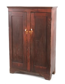 American Country Painted Softwood Two-Door Jelly Cupboard, 19th Century