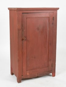 American Country Red-Painted Pine Side Cupboard, First Half 19th Century