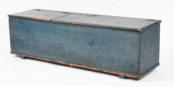 American Country Blue-Painted Pine Woodbox, 19th Century