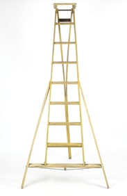 Antique American Yellow-Painted Wood A-Frame Apple Orchard Ladder, 9ft