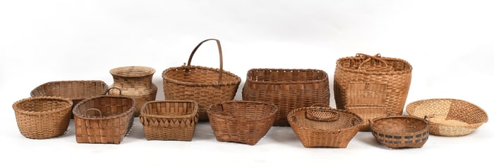 Large Group of American and Native American Split Woven Baskets and Others