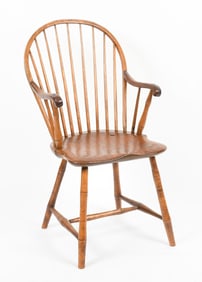 American Mixed Wood Hoop Back Windsor Armchair, 19th Century