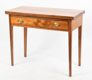 Federal Fruitwood Fold Top Card Table, Early 19th Century