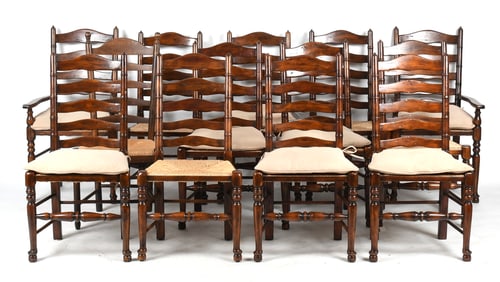 Twelve Theodore Alexander 'Castle Bromwich' English Provincial Style Dining Chairs