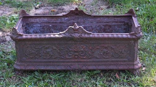 Neoclassical Style Cast Iron Rectangular Jardiniere, Late 19th / Early 20th Century