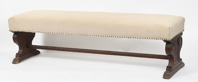 Continental Baroque Style Mahogany Bench, Late 19th / Early 20th Century