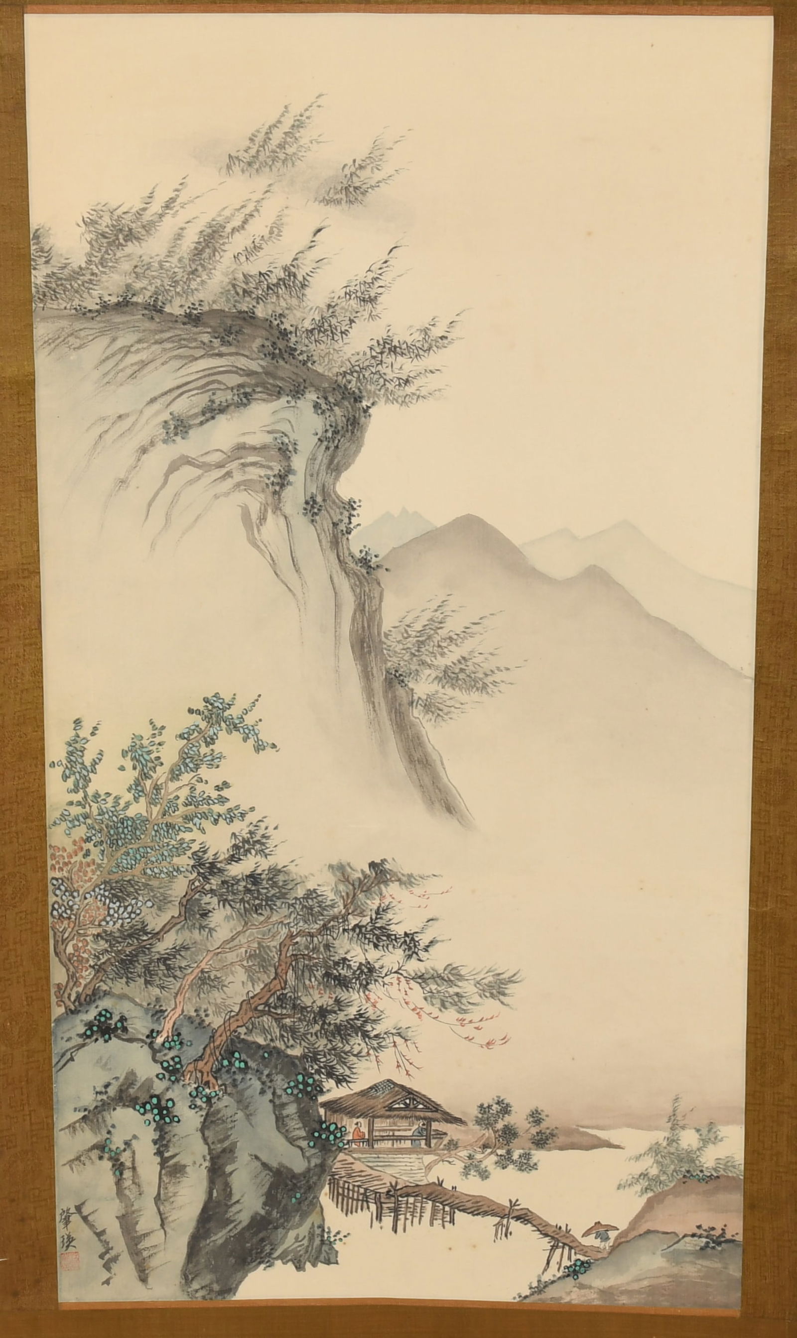 Two 20th Century Watercolor on Silk Scroll Paintings (1 of 10)