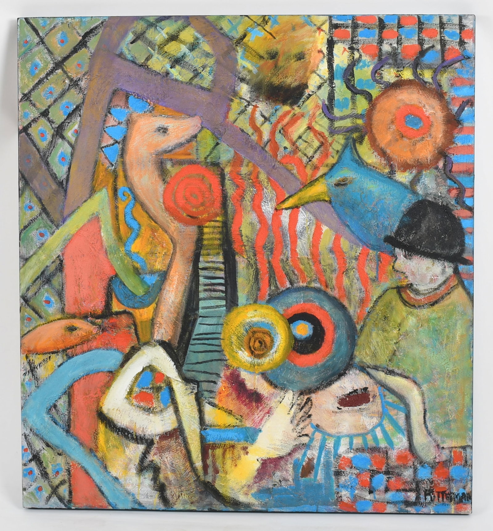 Florence Grace Putterman (1927-2021), Acrylic and Sand on Canvas: Florence Grace Putterman (1927-2021), Acrylic and Sand on Canvas “Allusive Metaphors VI”, signed at the lower right, titled verso. Dimensions: 48 1/2” x 44” 