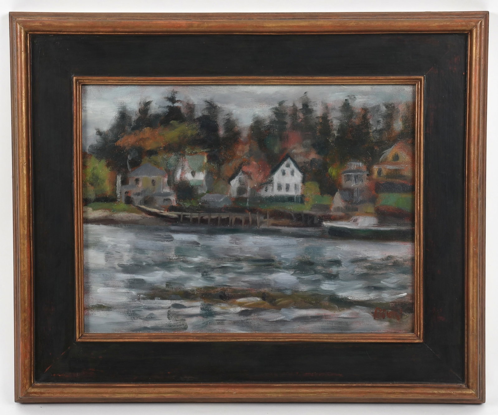 Kevin M. Broad (American, Contemporary), Oil on Canvas: Kevin M. Broad (American, Contemporary), Oil on Canvas "View of Bernard, Mt. Desert Island Maine, May 23th, 2003", signed at the lower right. Dimensions: 13" x 16", the 