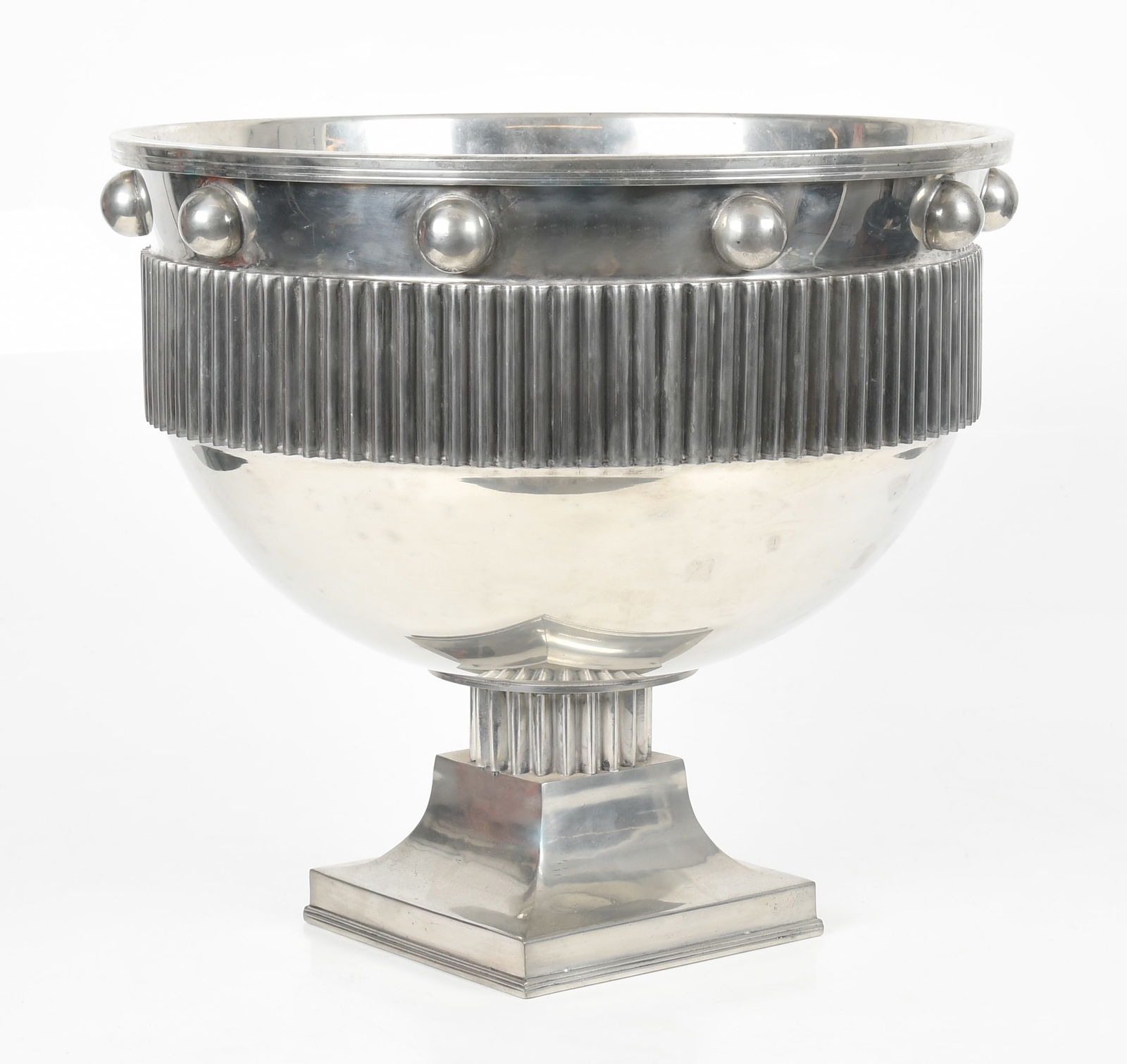 Large Italian Polished Pewter Footed Urn, Cipolla Pewter, Modern (1 of 7)