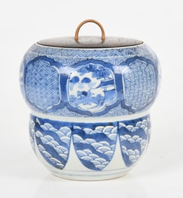 A Japanese Blue and White Porcelain Server
