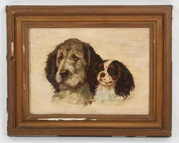 English School, Oil on Artist Board, Dog Portrait