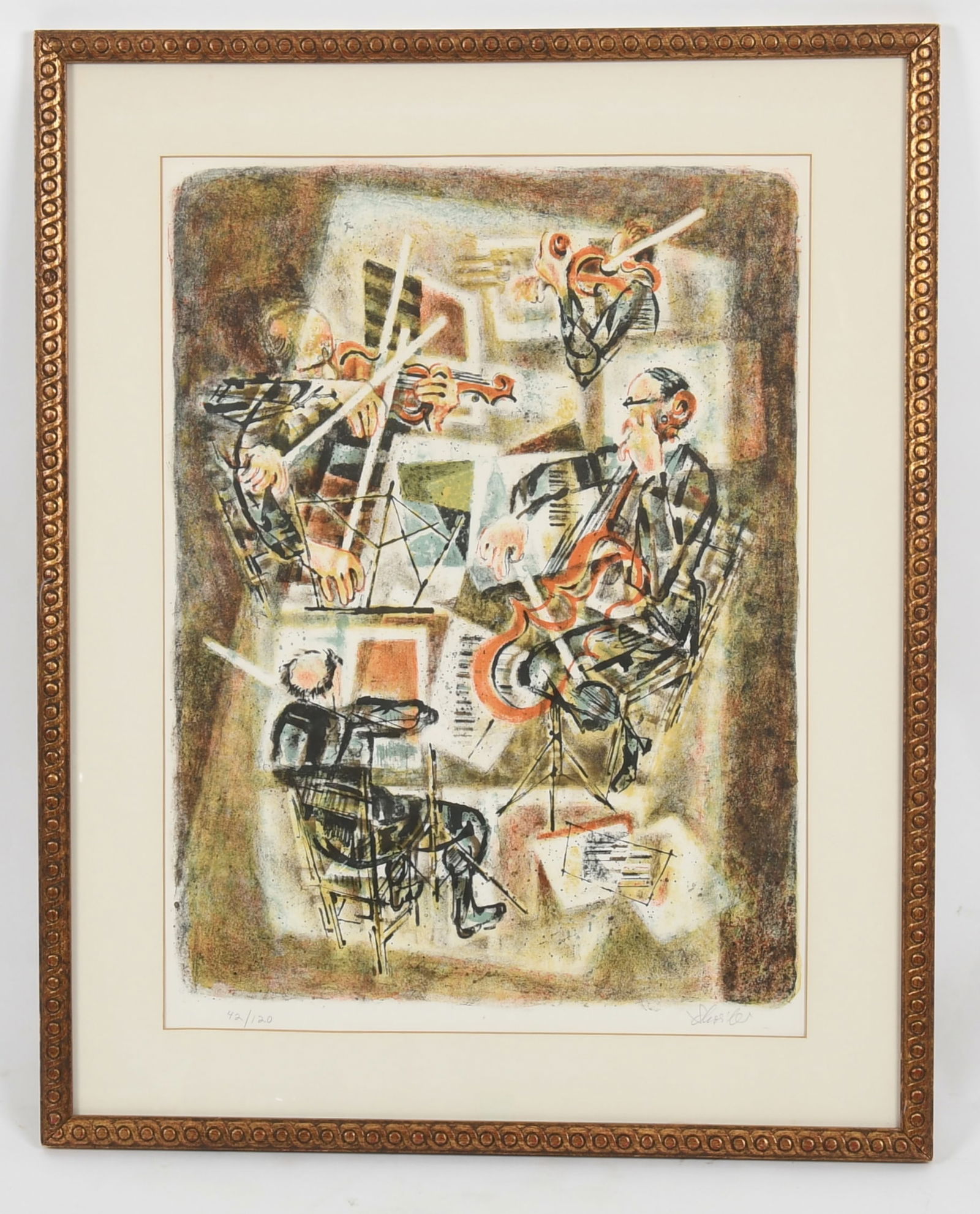 Georges Schreiber (1904-1977), Lithograph: Georges Schreiber (1904-1977), Lithograph After the original oil on canvas "Quartet", from a numbered edition no. 42/120, pencil signed at the lower right. Dimensions: sight