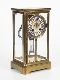 French Crystal Regulator Mantel Clock, Retailed by Le Boutillier & Co., New York