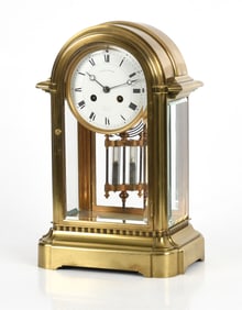 French Crystal Regulator Mantel Clock, Retailed by Theodore B. Starr