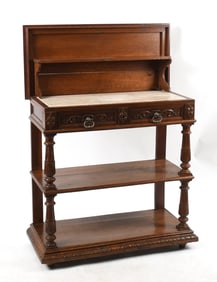 French Renaissance Revival Carved Oak Metamorphic Etagere / Serving Table