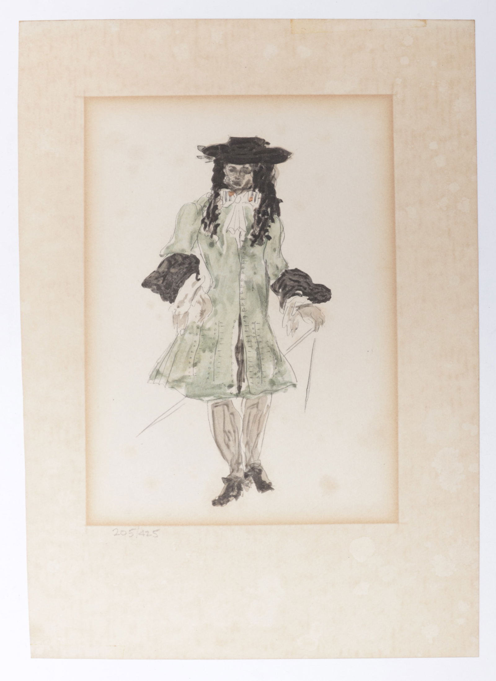Georges Braque (1882-1963), Lithograph: Georges Braque (1882-1963), Lithograph "Les Facheux, Ballet Costume", 1924, numbered below the image 205/415 in pencil. Dimensions: image is 7 5/8" x 5 1/4", sheet