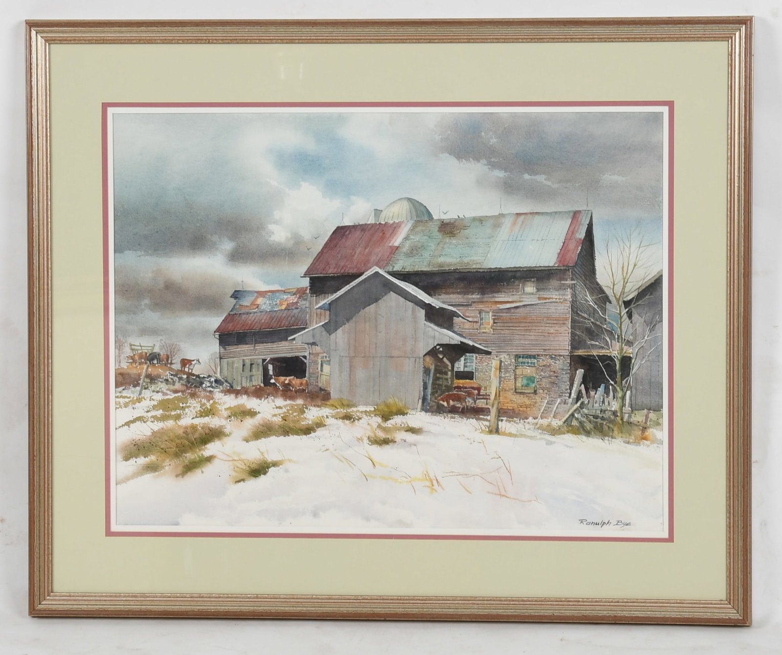 Ranulph Bye (American 1916-2003), Watercolor: Ranulph Bye (American 1916-2003), Watercolor “Anna’s Farm, West Amwell Township [NJ]” 20th century, signed at the lower right, with a Newman Galleries tag verso. Dimension