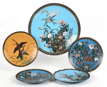 Five Japanese Cloisonne Chargers
