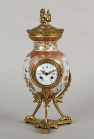 French Gilt Bronze Mounted Japanese Porcelain Mantel Clock, Late 19th Century