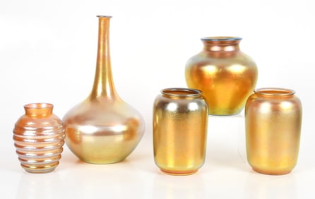 A Group of Durand Glass, Iridescent Gold