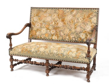 Louis XIV Style Carved Walnut Settee, Early 20th Century