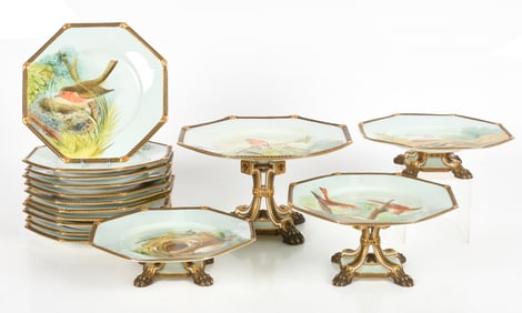 A Porcelain Partial Dessert Service, Royal Worcester