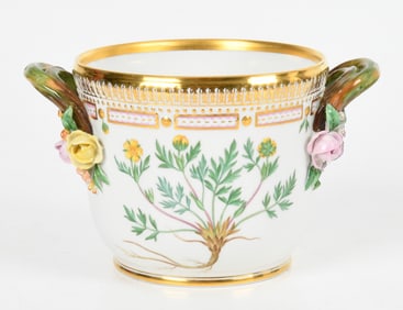 A Flora Danica Porcelain Cache Pot