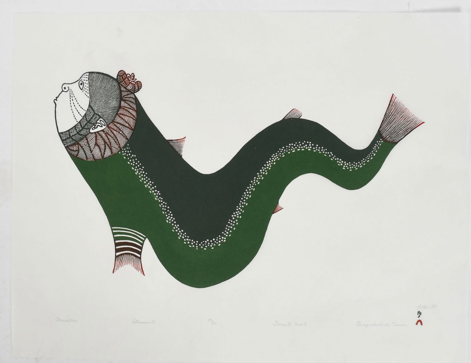Ningeokuluk Teevee (Inuit, b. 1963), Stonecut Print (1 of 4)