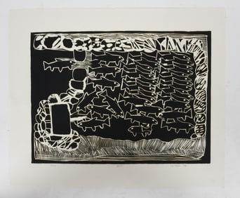 Janet Kigusiuq (Inuit, 1926-2005), Woodcut Print