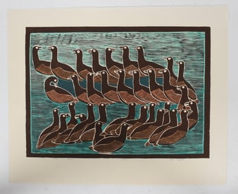 Janet Kigusiuq (Inuit, 1926-2005), Woodcut Print