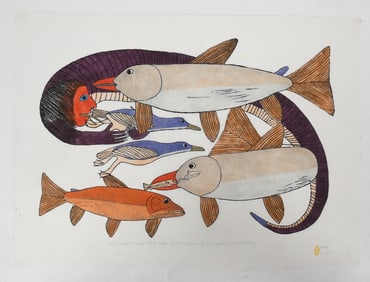Janet Kigusiuq (1926-2005), Stonecut Print