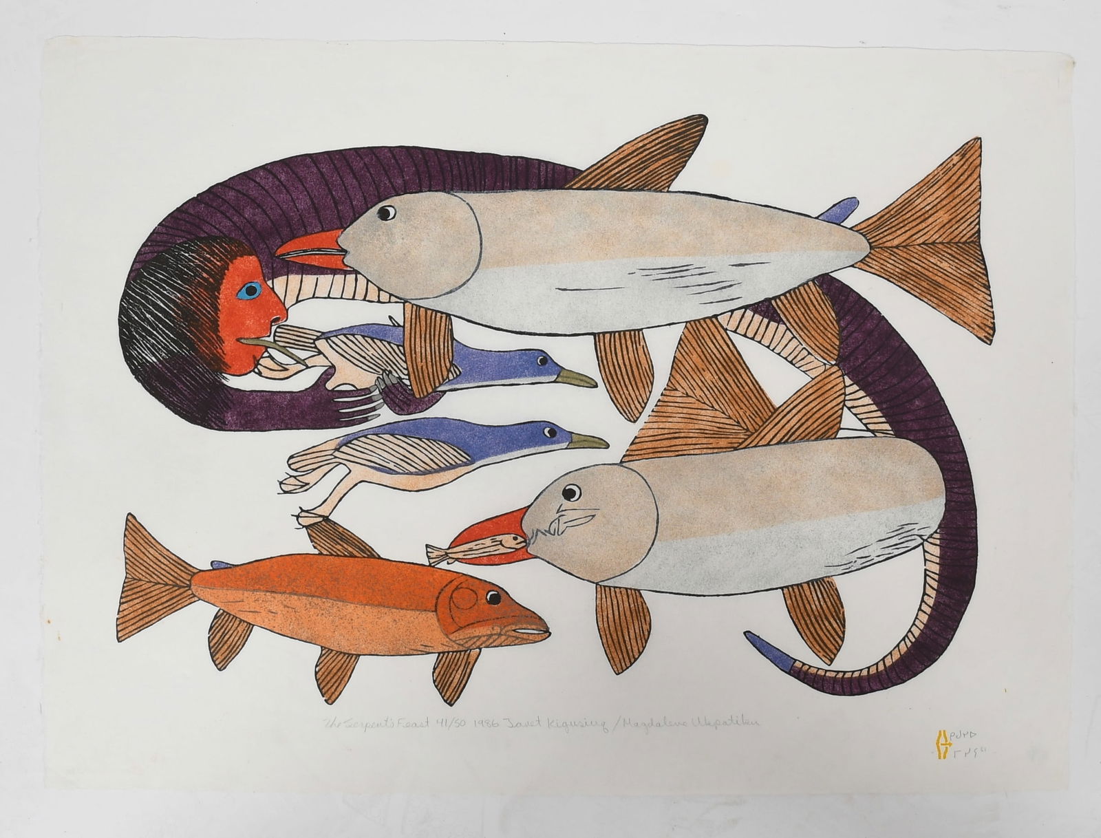 Janet Kigusiuq (1926-2005), Stonecut Print (1 of 5)