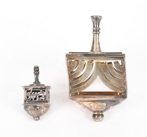 Judaica, Two Dreidels, One by Christofle
