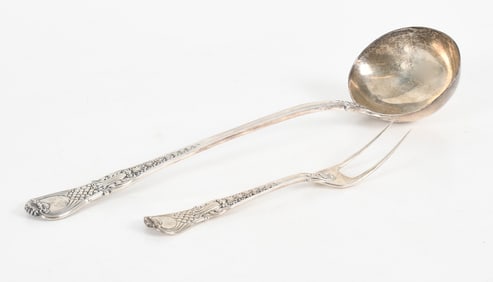 An English Sterling Ladle and Matching Meat Fork
