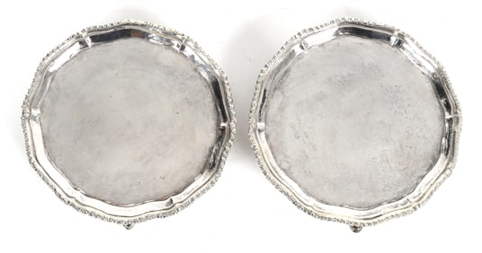 A Pair of English Sterling Silver Salvers
