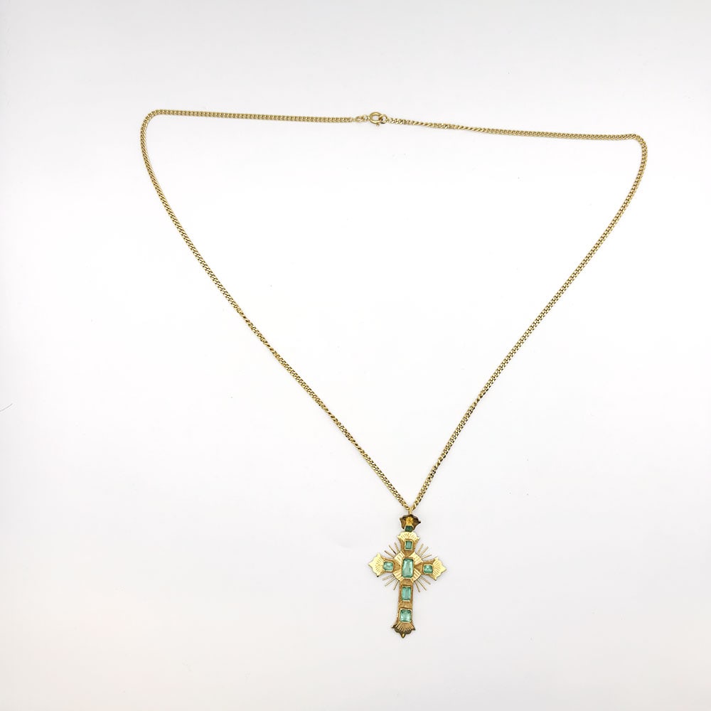 18K Colombian Emerald Cross Necklace (1 of 2)
