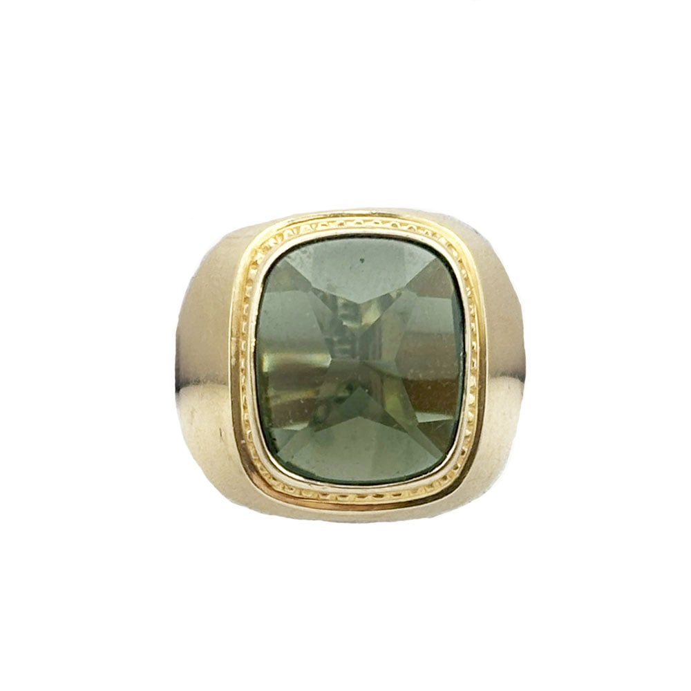 Mens 14K Gold Swedish ring with green stone. (1 of 3)