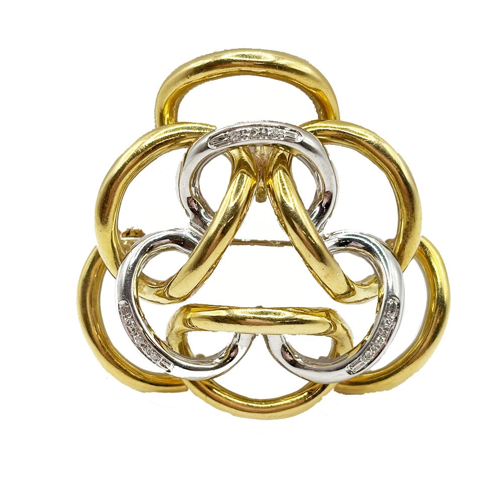 18K Bi Color Gold Pin Brooch (1 of 3)