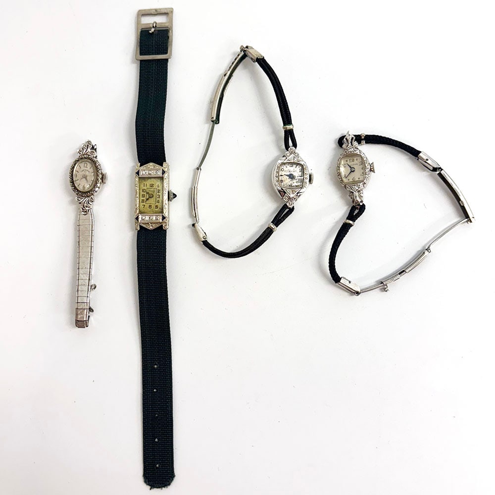 Four Vintage 14K Gold Ladies Wrist Watches (1 of 1)