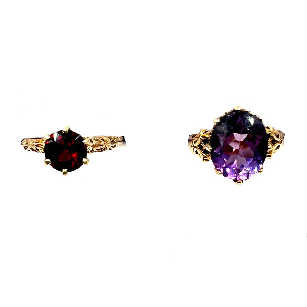 Two Victorian 14K Gold Gemstone Rings (1 of 3)