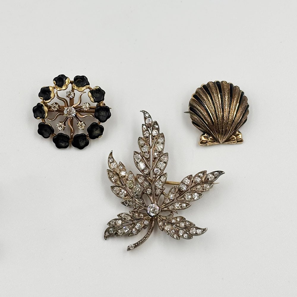 Three Antique 14K Gold Diamond Pins (1 of 2)