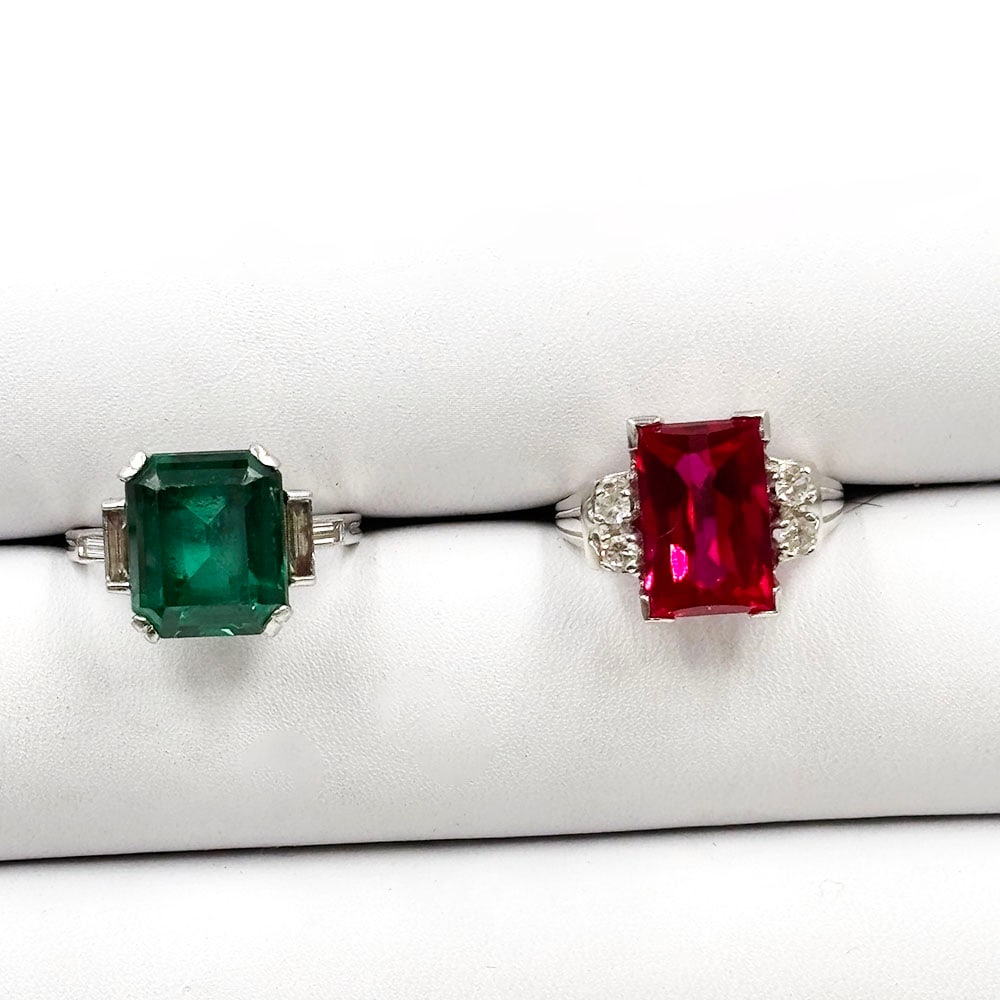 Two Vintage Platinum and 14K Gemstone Rings (1 of 1)