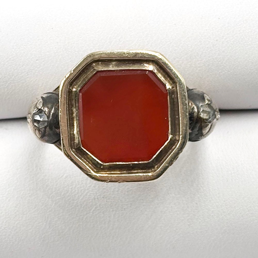 Antique Georgian Carnelian and Diamond Ring (1 of 2)