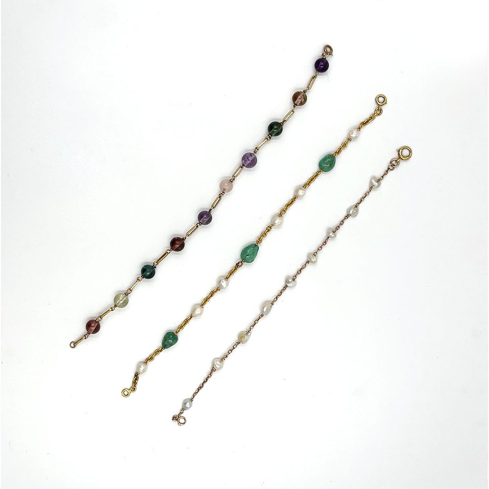 Three Antique 10K and 14K Gold Gemstone Bracelets (1 of 3)