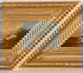 Joseph Van Dieghem (1843-1885) Oil on Panel: Joseph Van Dieghem (1843-1885) Oil on Panel A work depicting three sheep, signed at the lower right. Dimensions: 7in x 9 1/2in, the frame 16 1/2in x 19in. Provenance:Â Prope